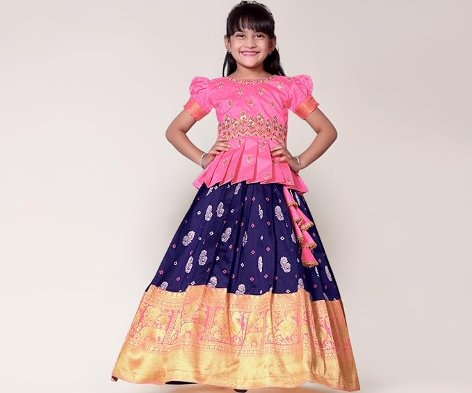 White Button Girls Silk Blend Readymade Lehenga choli
