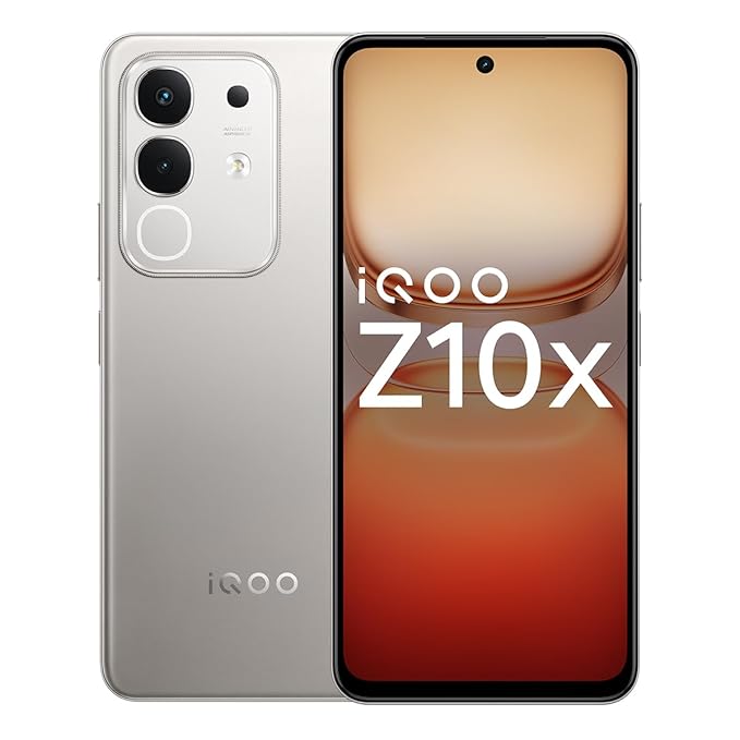 iQOO Z10x 5G (Titanium, 6GB RAM, 128GB Storage) | 6500 mAh Large Capacity Battery | Dimensity 7300 Processor | Military-Grade Durability