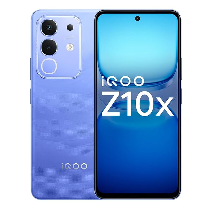 iQOO Z10x 5G (Ultramarine, 6GB RAM, 128GB Storage) | 6500 mAh Large Capacity Battery | Dimensity 7300 Processor | Military-Grade Durability