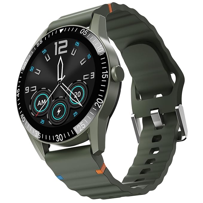 Fire-Boltt Talk Round Smart Watch 1.393 TFT Display with Bluetooth Calling, Dual Button, Voice Assistance, SPO‚ & Heart Rate Monitor, 120+ Sports Modes, Smartwatch for Men & Women - Green