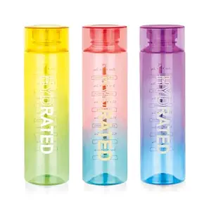 ATTRO Glitz 1000ml Dual Color Round Plastic Water Bottle Fridge Bottle  -  Wide Mouth, BPA-Free, Leakproof, Ideal for Gym, Office & Travel Set Of 3- Assorted