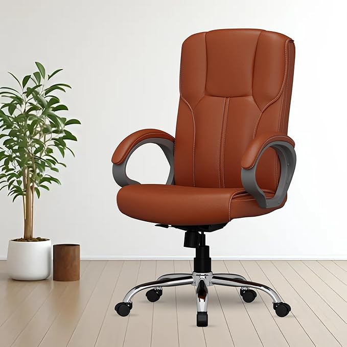 FUGO FG111B Ergonomic Office Chair,Adjustable Height,Cushioned Back&Seat,Tilting Mechanism,Heavy Duty Metal Base,Dual Nylon Casters,Comfortable Desk Chair for Work,Gaming,Study,3-Year Warranty (Tan)