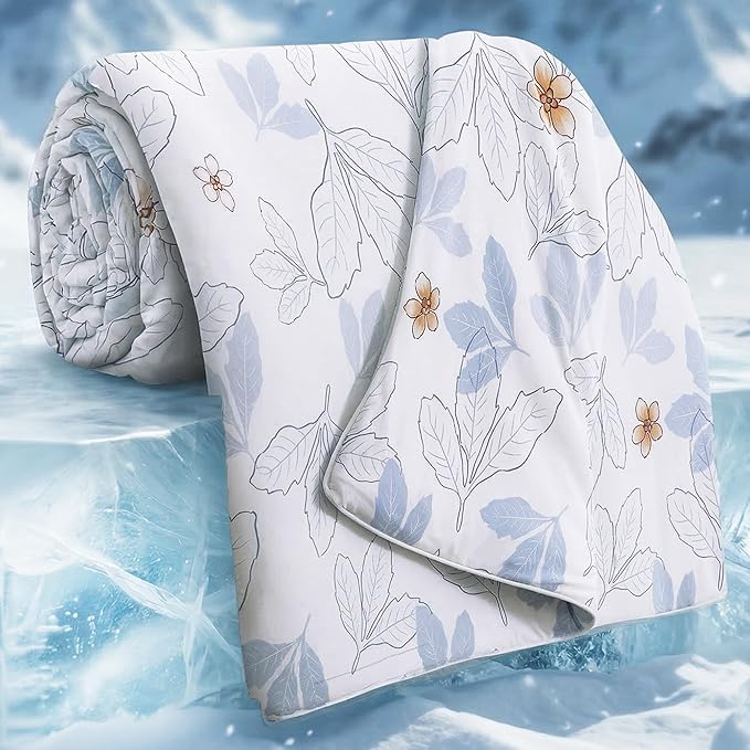 Story@Home Artic-Cool Cooling Blankets for Summer | Reversible Summer Blanket Ideal as AC Blanket Double Bed | AC Dohar Double Bed Breathable Lightweight Soft & Thin Duvet - ICY Blue