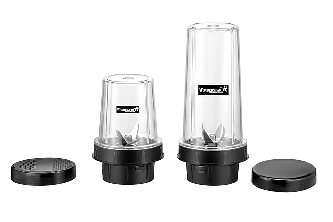 BULLET JAR SET FOR SUMEET, LONG-WAY, ACTIVA, CROMPTONN, PREETI, BAJAJ, ACTIVA, || CLEAR POLYCARBONATE ||600+300ML CAPACITY || SS 304 BLADES