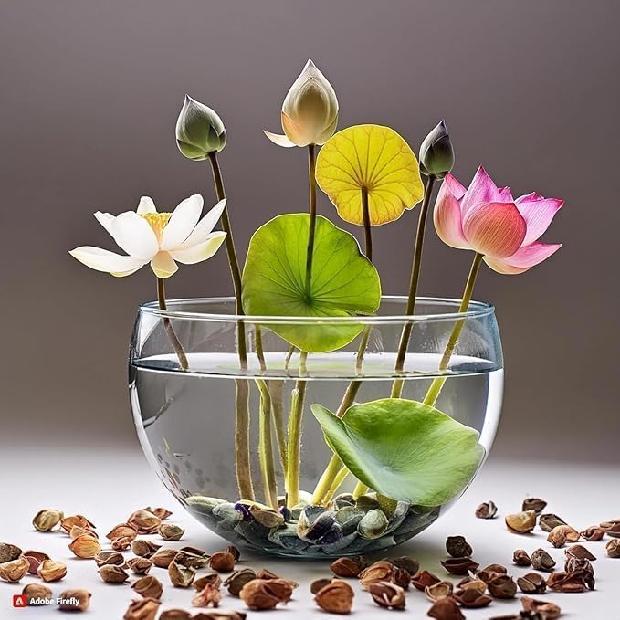 100% Germination Lotus Mix Flower Seeds (Pack Of 25 Seeds) - All Mix Color Growing Lotus Kamal Gatta Seed,Home Gardening, Live Water plant for Pond, Rosary of Kamalgatta, Makhana Seed