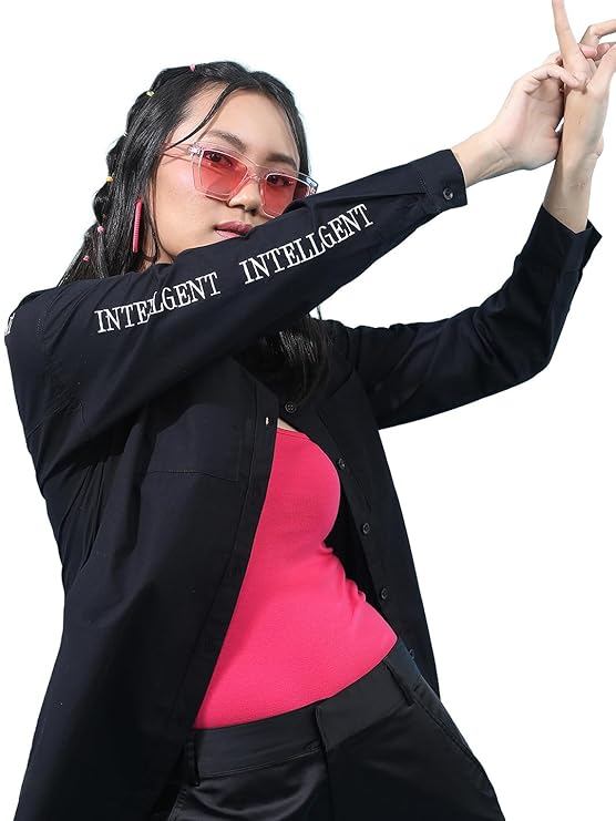 Tokyo Talkies Women's Regular Fit Shirts | Printed | Long Sleeves |Spread Collar