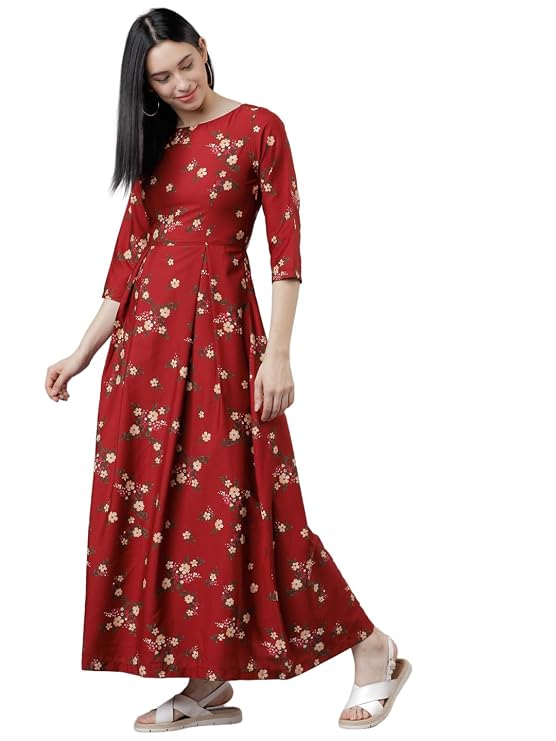 Tokyo Talkies Women's Three-Quarter Sleeves Boat Neck Printed Dresses | Stylish Dresses | Casual Dresses