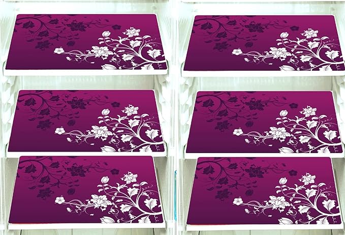 Pvc Refrigerator Drawer Mat/Fridge Mat Set of 6 Piece (11.5 X 17.5 Inches) (Wine Flower)