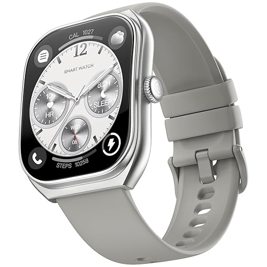 Noise Icon Arc 2.01" Immersive Curved Display Smartwatch, 10-Day Battery, 1ATM Water Resistant, Functional Crown, 100+ Sports Modes, Health Suite", Voice Assistant, Built-in Games (Silver Grey)