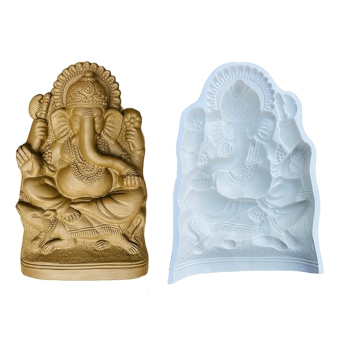 Art sculpture 9-Inch Fibreglass Ganesha Idol Making Mold  -  Durable Art Sculpture Mould for Clay, POP, and Eco-Friendly Idols