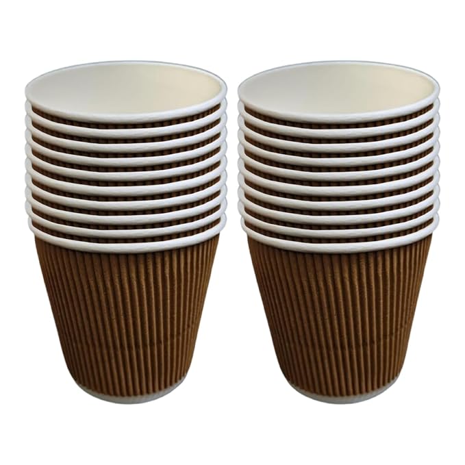 BonKaso 750ml Disposable Ripple Food Container | Kraft Paper Takeaway Bowl with Leak-Resistant Design for Hot & Cold Meals  -  Eco-Friendly & Sturdy  -  Brown Packaging Tub (Pack of 20)