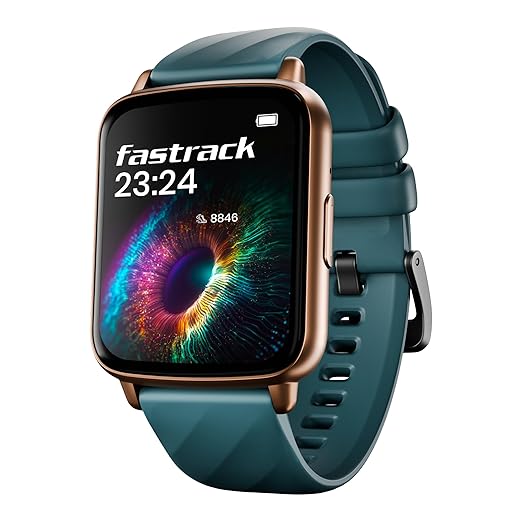 Fastrack Volt S1 Smart Watch for Man and Women Latest with 1.83" Display, Silicone Strap, BT Calling, 100+ Sports Modes, Heart Rate, SpO2, IP68, Ideal Smartwatch for Boys and Girls (Teal)