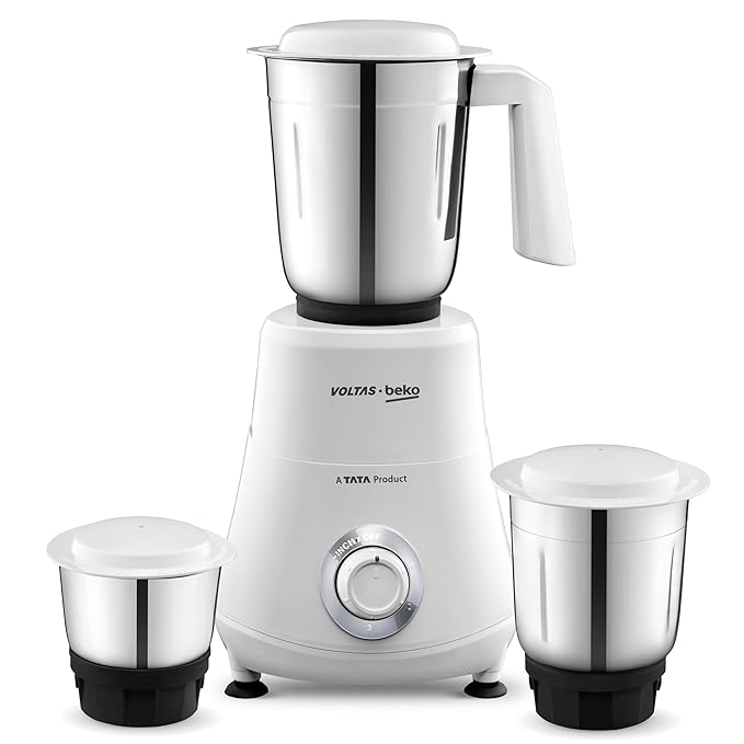 Voltas Beko, A Tata Product Powerfull 500 W Mixer Grinder with GrindX Technology (G5003HP-WH | 3 Jars | White)