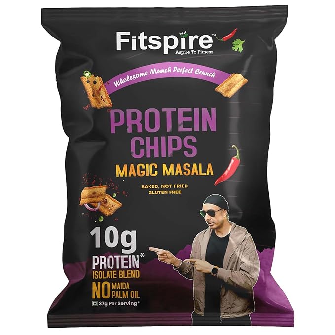 Fitspire Protein Chips, 10g Protein, Gluten Free, No Cholesterol, 37g, Pack of 1 (37 gram Per pack, Magic Masala)