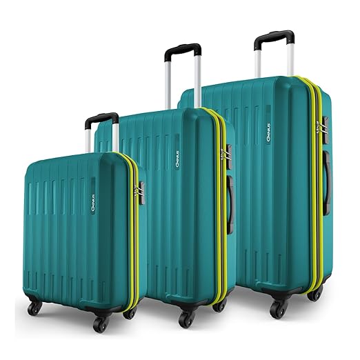 Safari Polypropylene 360 Degree Genius Alley Set Of 3 (Cabin + Medium + Large) Trolley Bags Hard Case, 4 Wheels, 360º Wheeling Luggage, Travel Bag, Suitcase For Travel, Teal Green