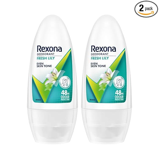 Rexona Fresh Lily Underarm Roll-On Deodorant for Women | Even Skin Tone | 48H Odour Protection | 50ML (Combo of 2)