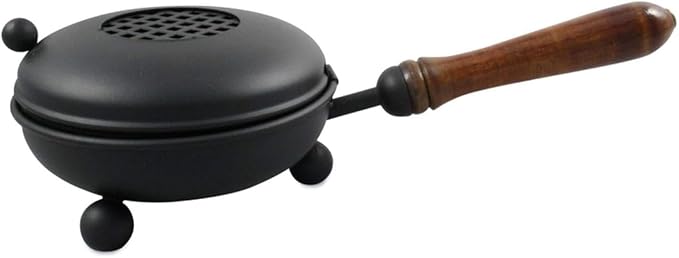 OSFT Black Iron Incense Burner with Wooden Handle & Folding Lid Censer for Charcoal, Resin, Herbs & Incense  -  Elegant, Durable Aromatherapy Accessory for Home, Office, or Meditation