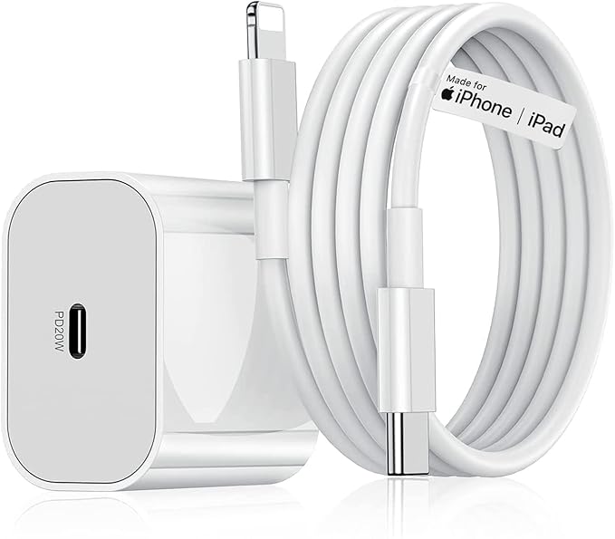 20W USB C Fast Charger Adapter with Usb C to Lightning Cable (MFi-Certified,2 Yrs Warranty*) Compatible with iPhone 14/14Plus/14Pro/14Pro max 13/13Pro/13Pro max 12/12Pro/12/11/X/Xr Series & More