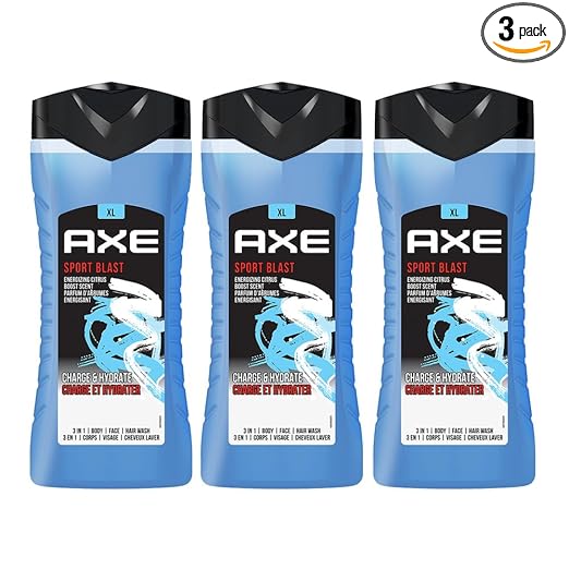 AXE Sport Blast 3-in-1 Body, Face & Hair Wash Invigorating Freshness | Cleanses & Energizes | Combo of 3 | 400ml