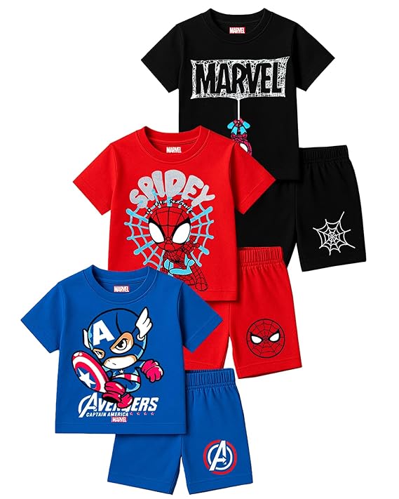 Kuchipoo © Marvel Boys Regular Fit Cotton T-Shirts and Shorts Set