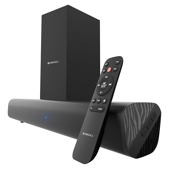 Zebronics 90 Watts, Compact Soundbar, Home Theatre, Dual Driver Soundbar, 11.43cm Subwoofer, HDMI ARC, Bluetooth v5.1, Wall Mountable, Glossy Finish (Juke BAR 200A)