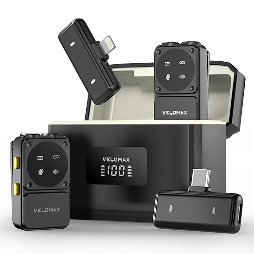 [Apply Coupon] - Wireless Mic for YouTube & Video Recording  -  Dual Mini Wireless Microphones for iPhone, iPad & Android (Lightning/USB-C), 164FT Range, 20+ Hours Battery Life, Bluetooth Mic for Vlogging & TikTok