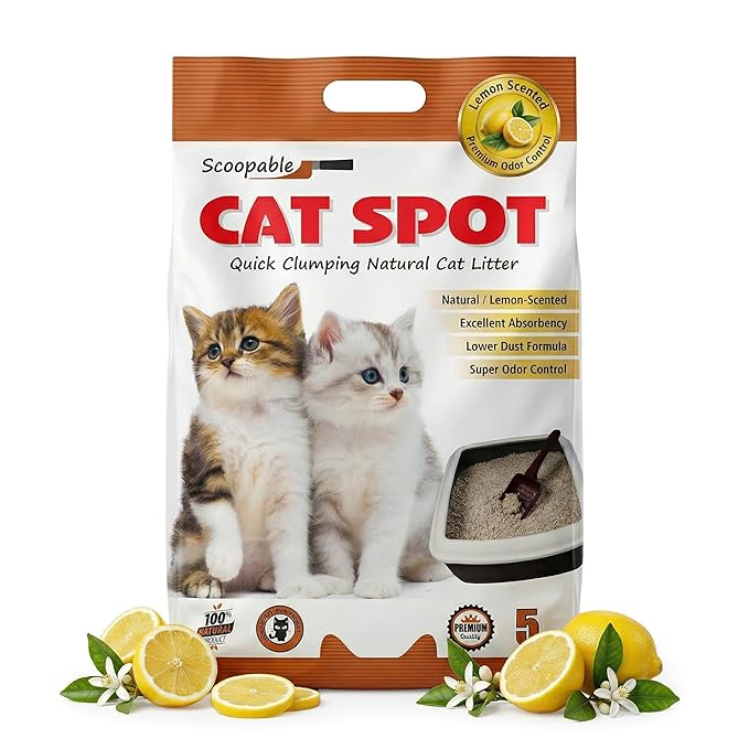 CatSpot Lemon Flower Scented Cat Litter  -  5kg | Ultra Absorbent, Quick Clumping, Odor Control, Dust-Free Formula for Cats