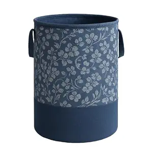 Laxis Laundry Basket, Freestanding Laundry Hamper, Collapsible Tall Clothes Hamper with Easy Carry Handles for Clothes, Laundry Basket for Decorative Nursery Blanket,Toys,Baby Room, | Blue Color |