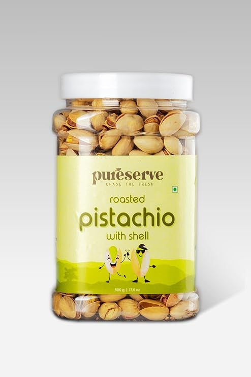 Pureserve Premium Roasted & Salted Pistachios 500g  -  Crunchy Blend | Protein-Rich, Gluten-Free Healthy Snack