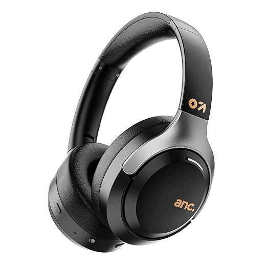 Newly Launched Anchor Bluetooth Wireless Over Ear Headphones with Mic, Active Noise Cancellation, 72H Playtime, AUX, Type-C Fast Charging, 40mm Bass Drivers, ANC Headphones