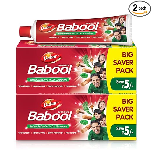 Dabur Babool Ayurvedic Toothpaste -700g (350g x 2) | For Strong Teeth & Healthy Gums | Helps in Cavity Protection, Fresh Breathe | All Round Protection