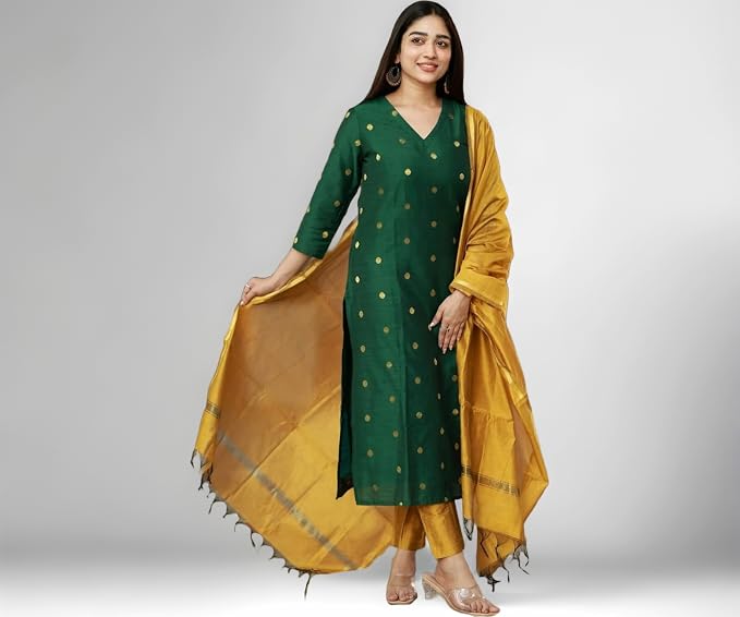 GoSriKi Viscose Printed Kurta for Women | Kurti Set Woman | Kurta with Pant & Dupatta | Straight Ethnic Suit | Indian Outfit Ladies Dress Stylish Traditional Clothing Party Office Fashion Look Style