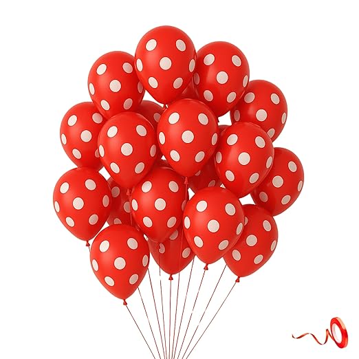 20 Pcs Polka Dots Balloons for Happy Birthday Decoration Items Red Baby Boys Girls Kids Men Women Husband Wife Adults Living Room Home Latex Polka Dot Balloons for Birthday Decoration Kit Set Golden