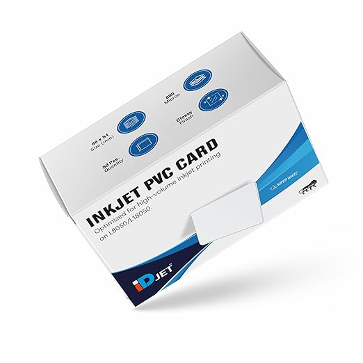 iDJET Plain White PVC ID Card for Inkjet Printers -Set of 50 Cards: EPSON Inkjet Printers