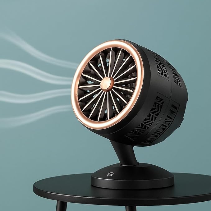 PESOMA Table Fan High Speed for Home - Fan for Home, Table Fan Small, Desktop Fan, 3 Speeds UsbFan for Home Office Bedroom Kitchen-BLACK-TURBO