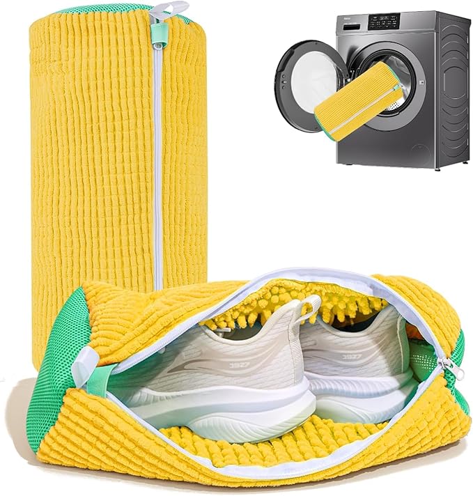 TEKCOOL Shoe Washing Machine Bag, Laundry Shoe Bag for Washer and Dryer, Reusable and Durable Zipper Plush Washing Machine Bag for Sneakers, Running Shoes, Sock, Bras, Delicates and Toys