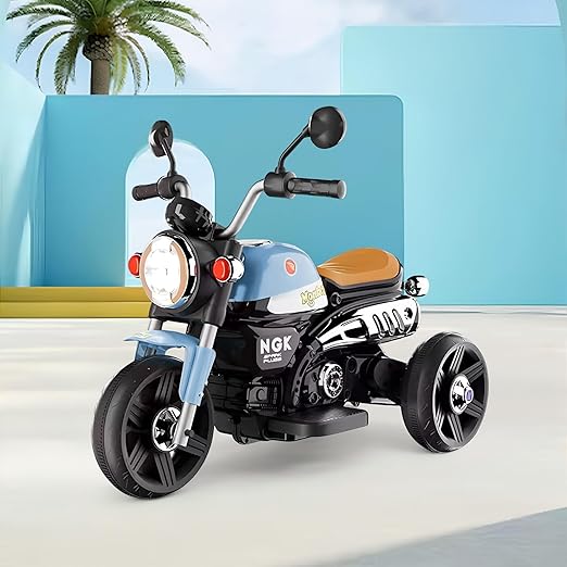 Little Rides R-Field 3 Wheel Bike | Rechargeable Battery Operated Ride-On Bike for Kids | Ages 2 to 4 Years | Royal Enfield Style | Premium Ride-On Toy Bike for Toddlers - Children (Blue)