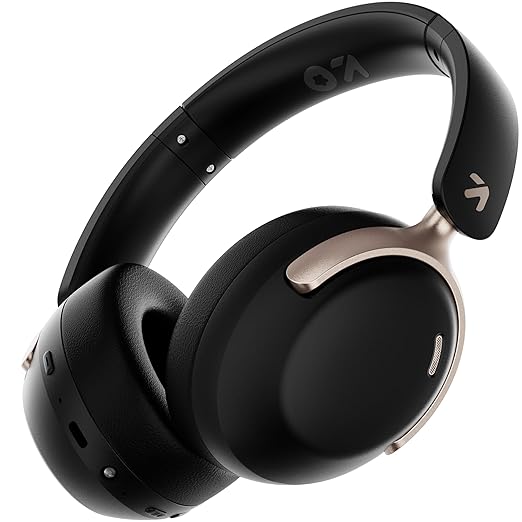 GOBOULT Newly Launched Soniq Over Ear Bluetooth Headphones with 70H Playtime, 40mm Bass Drivers, Zen" ENC Mic, Type-C Fast Charging, Dual Pairing, AUX, Wireless Headphones (Black)