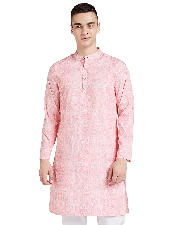 Amazon Brand - Symbol Men Cotton Printed Long Kurta (Regular Fit)