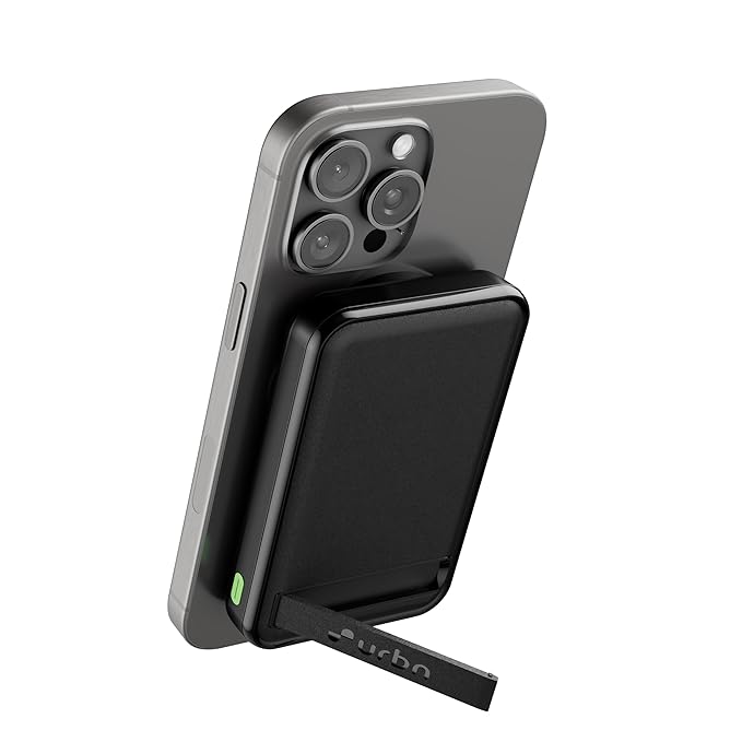 URBN Wireless Power Bank for iPhone, 10000mAh MagSafe Charging with Stand, 22.5W QC+PD Output, Strong Magnetic, for iPhone 12 & Above, Android & Other Qi Enabled Devices (Black)