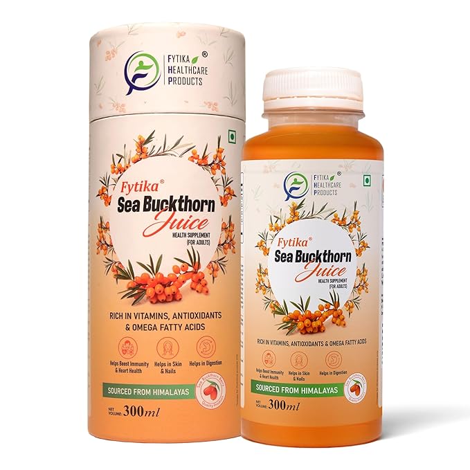 [Apply Coupon] - Fytika Sea Buckthorn Juice - 300 ML (PACK OF 1) | Pulp Concentrate Made for Your Total Body Care & Wellness | Rich in Vitamin C, Omega 3, 6, 7, 9 & Antioxidants | For Men & Women
