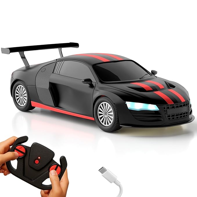 Lifelong Rechargeable Remote Control Car for Kids | 2.4GHz, LED Headlights, Up to 90 to 120 min Non-Stop Play Time, 125ft Remote Range, Type-C Charging, Anti-Skid Tyres, BIS Certified, USB Cable