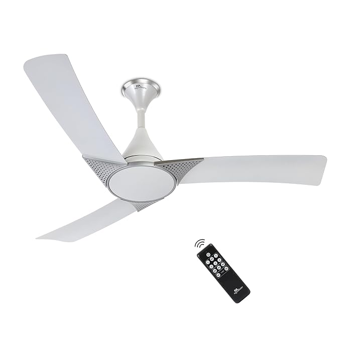 RR Signature Raptor 1200mm BLDC Designer Ceiling Fan | 350 RPM, 32W Low Power | 60% Energy Saving | Reverse Rotation | 4 Smart Modes | High Airflow | Low Noise | 2-Year Warranty [SPARKLE WHITE]