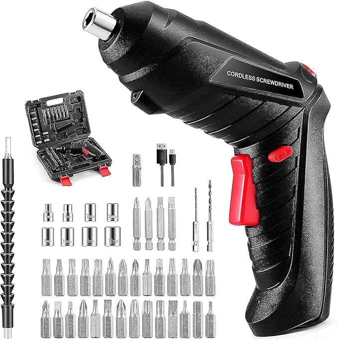 KRIAA ENTERPRISE 47 PCS Electric Cordless Screwdriver Tool Kit - Machine Kit Power Drill Screw Gun Tool - Accessories for House - (Pack of 1)