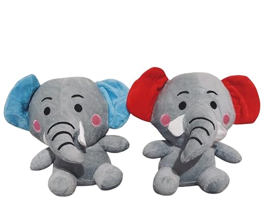 B.D.S Adorable Elephant Plush Soft Toys 25cm | Cuddly Stuffed Animals for Kids & Toddlers | Washable Plushies for Boys & Girls Baby Toy | Grey Elephant Set (Pack of 2)