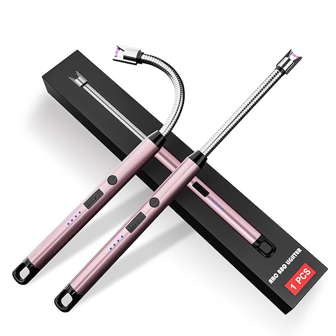 EsLife USB Plasma Rechargeable Electric Gas Lighter for Pooja Room, Candles, BBQ, Multi Purpose - 360 Degree Flexible & Windproof (Rose Gold)