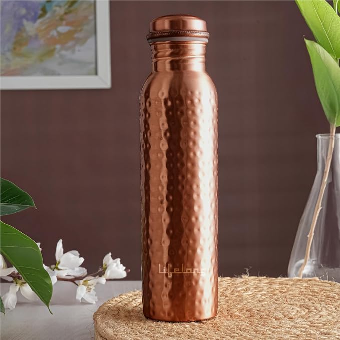 Lifelong 900 ml Copper Water Bottle | Natural alkaline water | Leakproof & Lightweight Design Boosts Immunity | Anti-Bacterial, BPA Free, Easy to Clean with Secure Cap for School, Travel, Gym & Work
