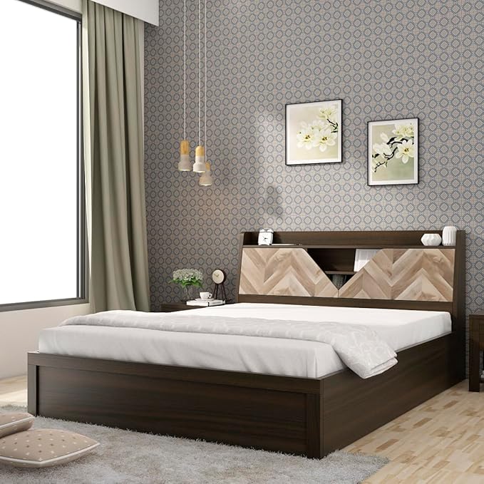 Spacewood Duke Bed |Queen Size (78 X 60) Engineered Wood Bed with Box Type Storage| 3 Year Warranty | Modern Design |Engineered Wood | Fumed Oak