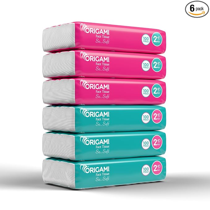 Origami Online Facial Tissues | Soft Pack | Pack of 6 | 100 Pulls Each