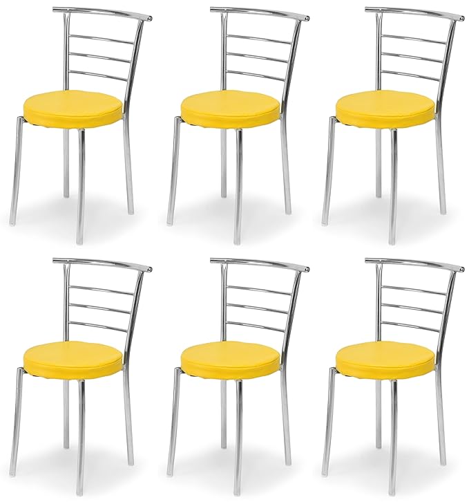Goyal steel & furniture Strong and Durable Comfortable Dining Chair for Home Hotel Used for Indoor and Outdoor (6, Yellow, Standard)